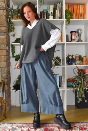 Bennie Quirky Barrel Pant Denim Pin Stripe